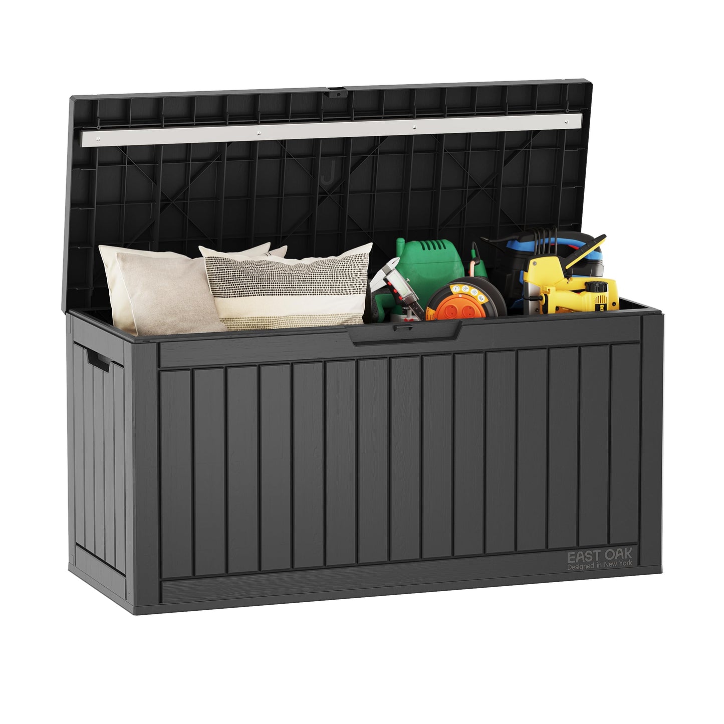 EAST OAK Outdoor Storage Box, 60 Gallon Deck Box Indoor and Outdoor Use, Black