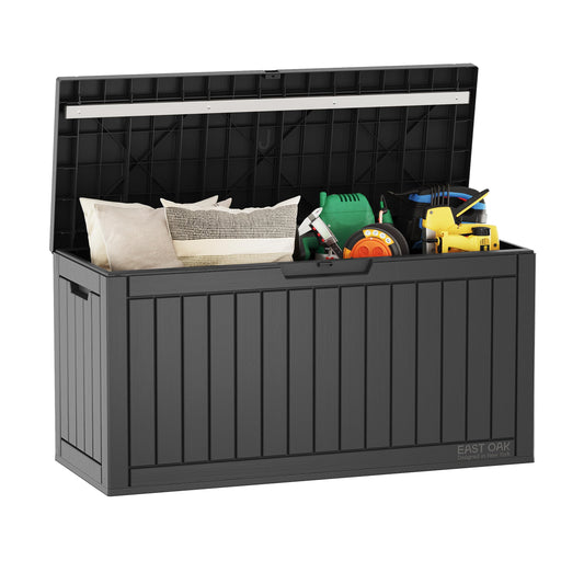 EAST OAK Outdoor Storage Box, 60 Gallon Deck Box Indoor and Outdoor Use, Black