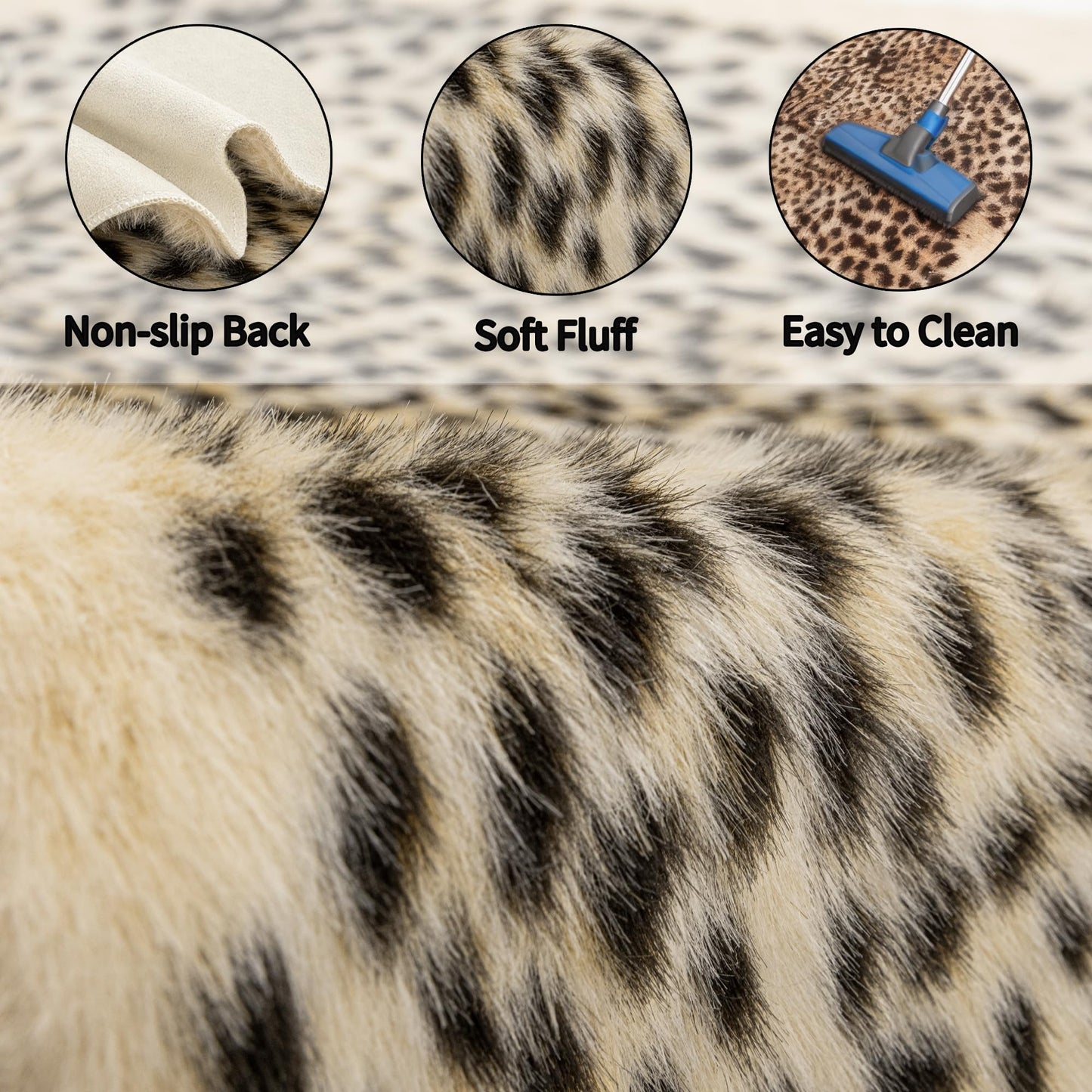 Mibathni Leopard Print Rug, Cheetah Rug 4.6x5.8ft Faux Animal Print Skin Leopard Area Rug for Bedroom Living Room Home Office Western Decor