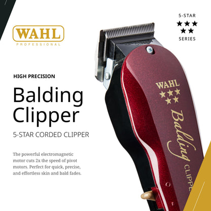 Wahl 5 Star Balding Clipper, Clippers for Barbers, Professional Hair Clippers, Pro Haircutting Kit, Corded, Powerful Motor, Zero Overlap Blades, Bald Cuts, Barbers Supplies