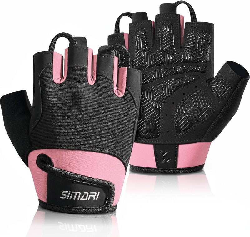 Breathable Workout Gloves for Men & Women - Padded Grip, Full Palm Protection | Black & Pink Sizes Available