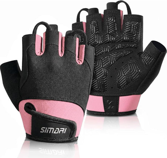Breathable Workout Gloves for Men & Women - Padded Grip, Full Palm Protection | Black & Pink Sizes Available