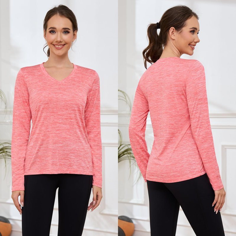 7 Pack Womens Long Sleeve Workout Tops Moisture Wicking Athletic Shirts Running Quick Dry V Neck T Shirts for Women