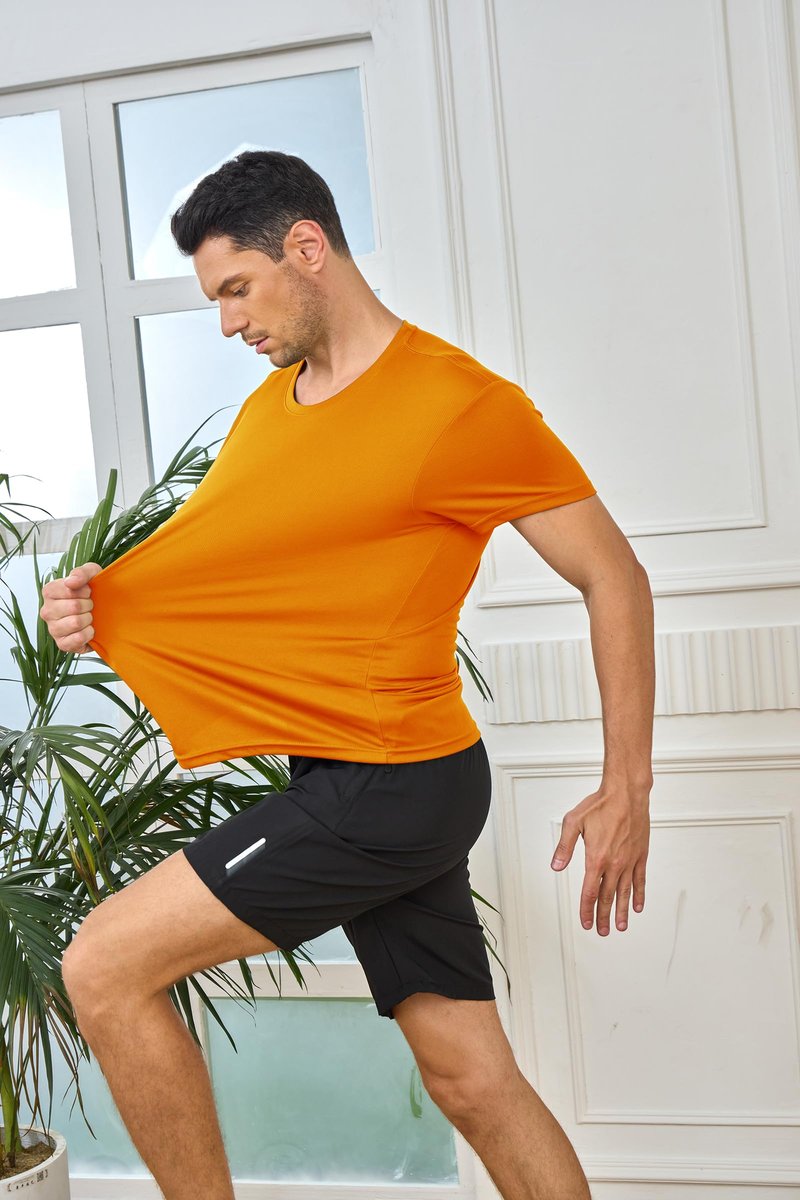 5 Pack Men’s Athletic Active Quick Dry Crew Neck T Shirts Running Gym Workout Short Sleeve Tee Tops