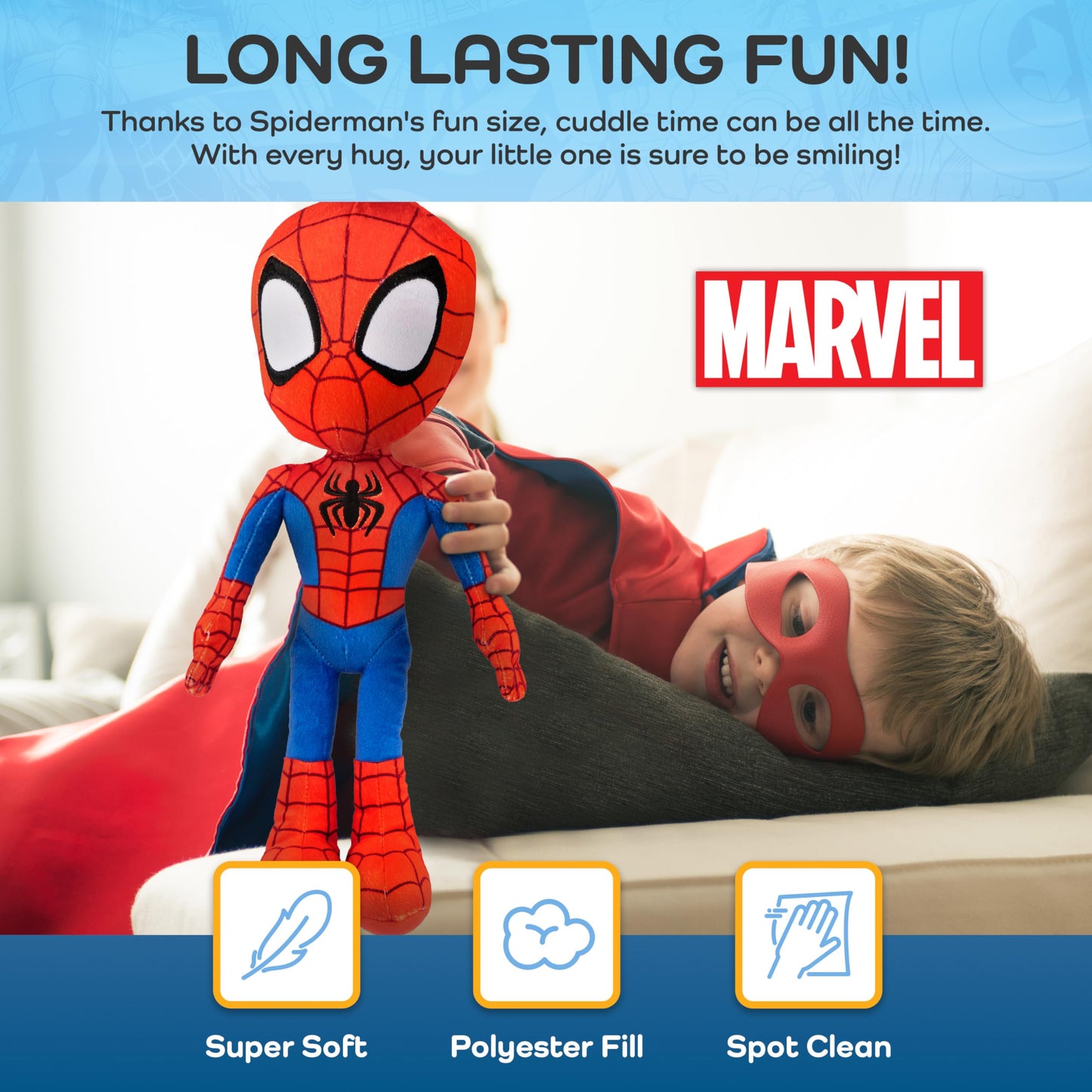 Jay Franco Marvel Spidey and His Amazing Friends Spiderman Pillow Buddy - Super Soft Polyester Microfiber, 17 inches (Official Marvel Product)