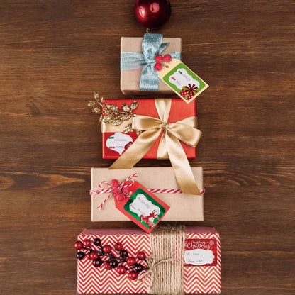 80-Count Foil Christmas Tag Stickers, 8 Jumbo Designs - Xmas to from Christmas Name Tags Write On Labels - Holiday Present Gift Labels