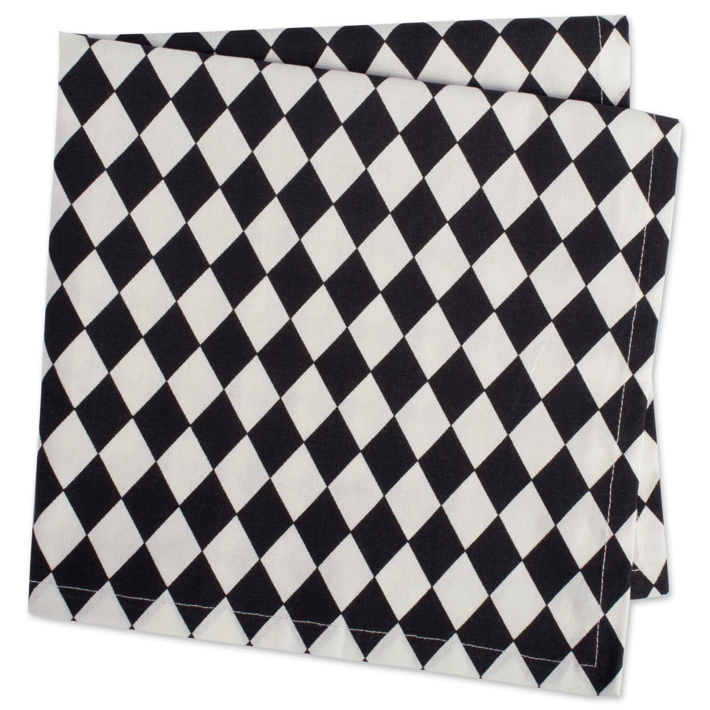 DII Halloween Tabletop, Harlequin Collection, Napkin Set, Black and Cream 6 Piece