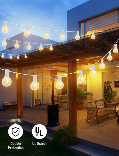 25Ft LED Outdoor String Lights, G40 Globe Patio String Lights Waterproof with 27 Shatterproof Bulbs(2 Spare), Connectable Hanging Outdoor Lights for Backyard Garden Bistro Wedding Party Decor, White