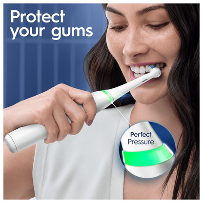 Oral-B iO8 Electric Toothbrushes For Adults, App Connected Handle, 1 Toothbrush Head & Travel Case, 6 Modes with Teeth Whitening, 2 Pin UK Plug, White