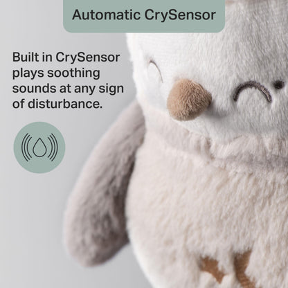 Tommee Tippee OllieOwl Deluxe Baby and Toddler Sound and Light Sleep Aid, Automatic CrySensor Soothes with 3 Natural Sounds and 3 Lullabies, Adjustable Volume, Soft Plush Fabric, USB Rechargeable