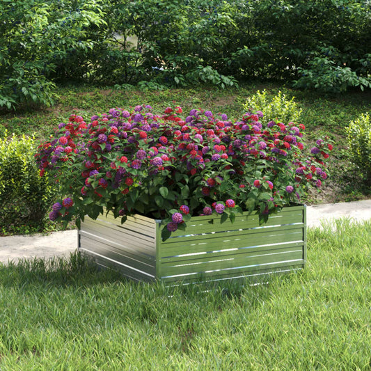 Homgoday Raised Bed Metal Garden Raised Bed Planter Flower Box Plant Bed Vegetable Bed Cold Frame Raised Bed for Garden Balcony 100 x 100 x 45 cm Galvanised Steel Silver