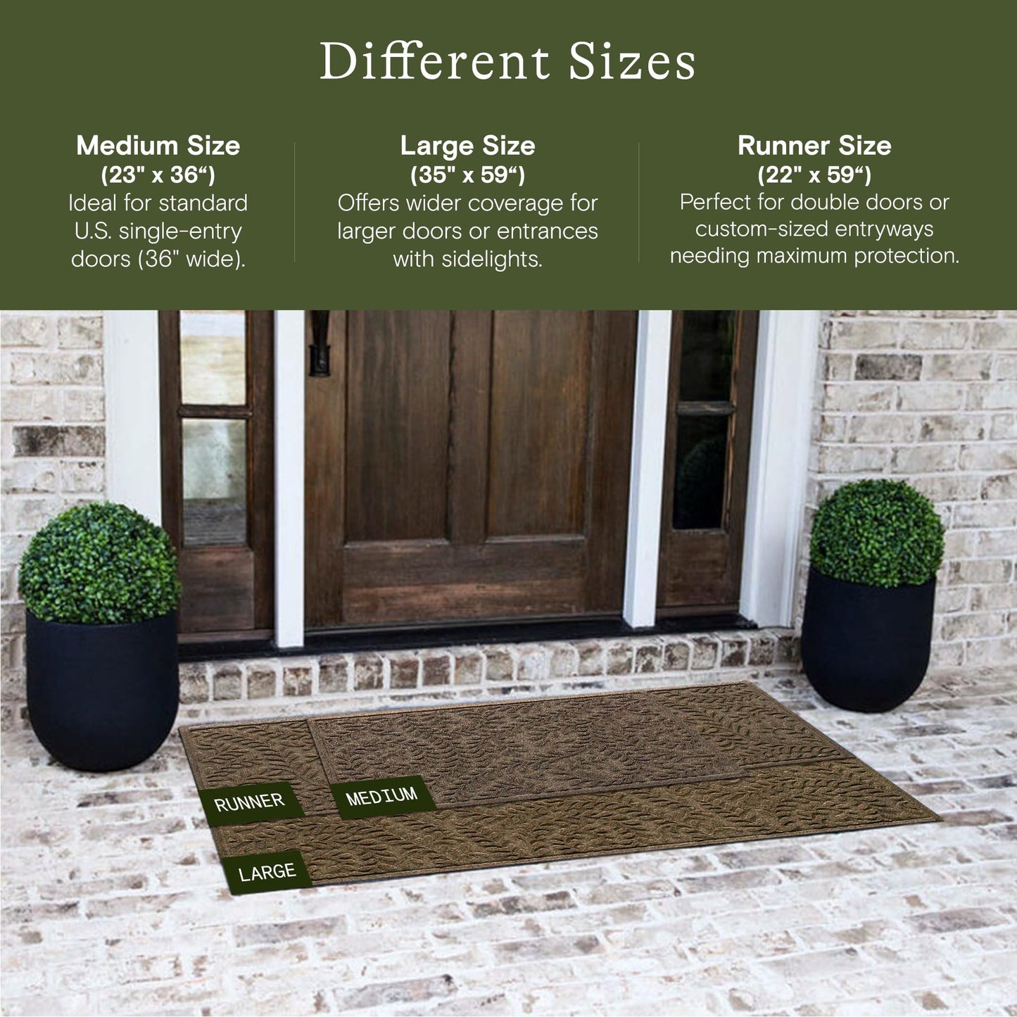 WaterHog Boxwood Front Door Mat Indoor Outdoor Entrance, Absorbent All-Weather Doormat with Non-Slip Rubber Backing, Dirt & Moisture Trapper, Low Profile & Easy Clean, Made in USA, 22"x59" Camel