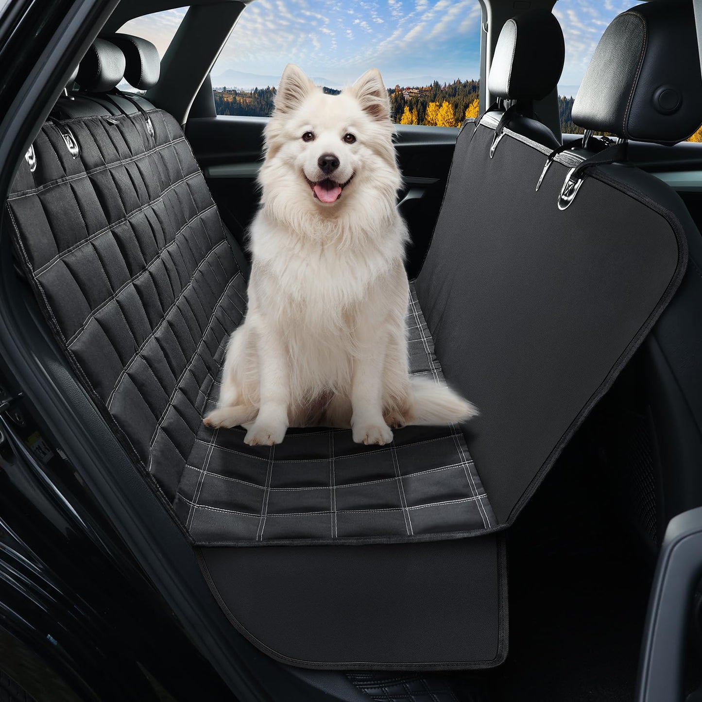 KYG 4-in-1 Waterproof & Scratch Proof & Nonslip Seat Cover Dog Hammock for Car Back Seat with Seat Anchors, Machine Washable, Durable, Dog Car Hammock Universal fits Cars Trucks SUV 135x147cm
