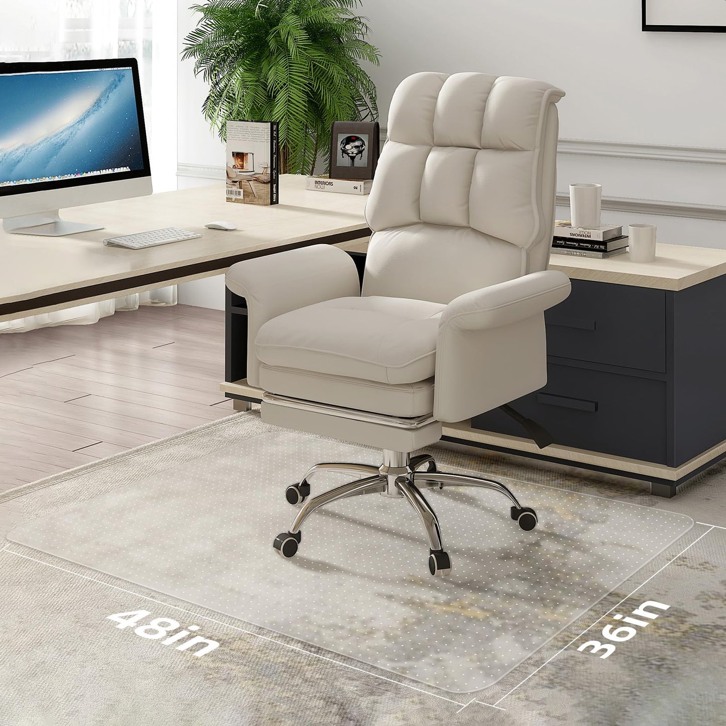 Office Chair Mat for Carpet - 36x48 Inch Plastic Computer Desk Floor Protectors for Chairs Clear Under Desk Rug Pad for Rolling Gaming Chair