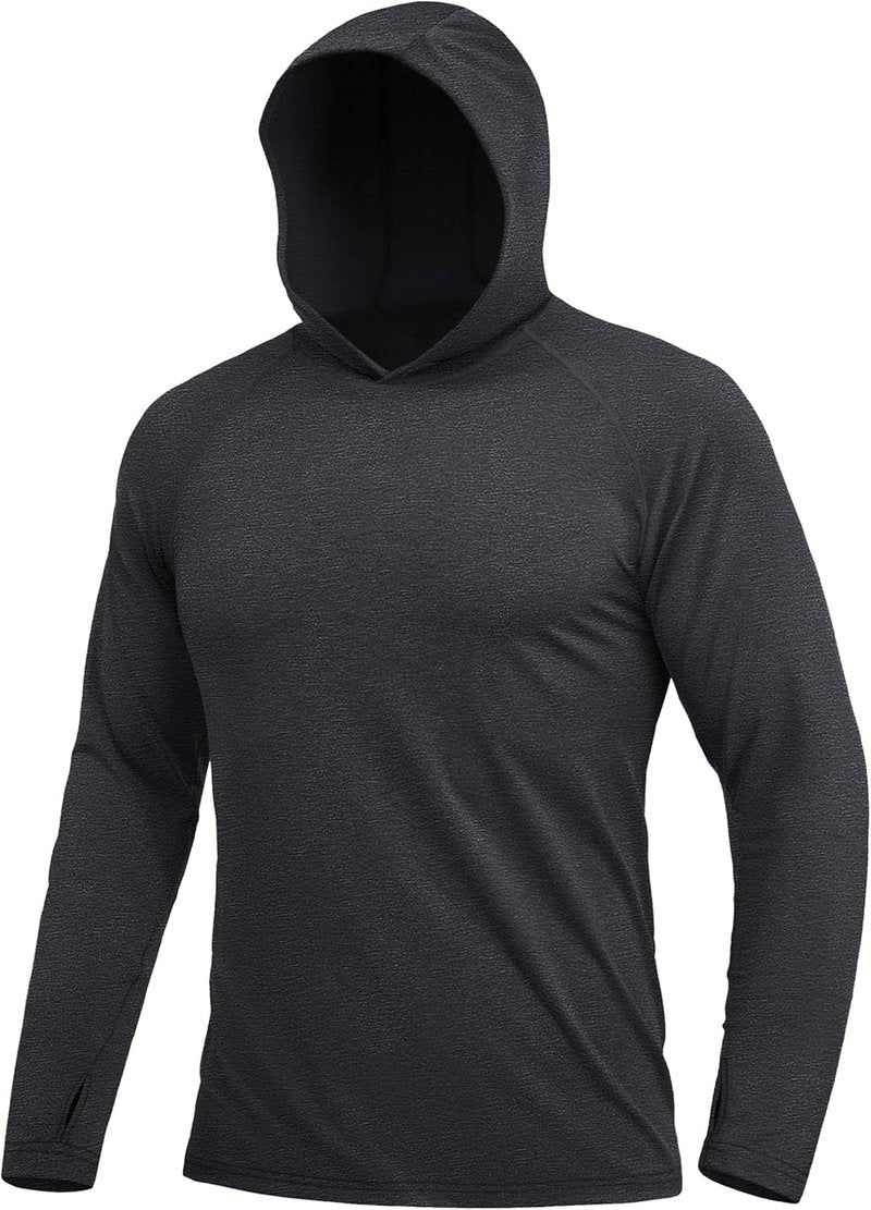 Men's UPF 50+ Sun Protection Long Sleeve Fishing Hoodie - Lightweight Athletic Rash Guard for Swim & Hiking