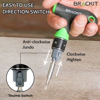 Brackit Dual Drive Ratchet T Handle Screwdriver and Bit Set – 22 Piece Precision Kit – 2 x Faster Than Regular Ones – Perfect Tool for Intricate Jobs