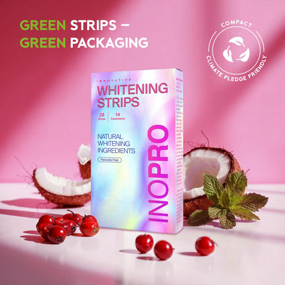 InoPro Teeth Whitening Strips 14 Treatments Kit - Teeth Whitener, Peroxide Free, Enamel Safe Green Whitestrips, Deep Stains Removal - Instant Teeth Whitening Without The Harm (28 Strips)