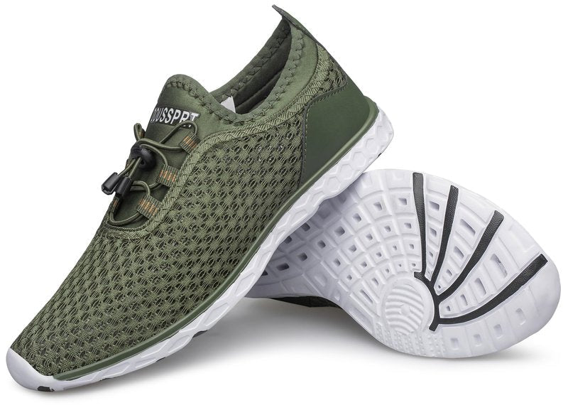 DOUSSPRT Men's Water Shoes Quick Drying Sports Aqua Shoes DarkGreen Size 11