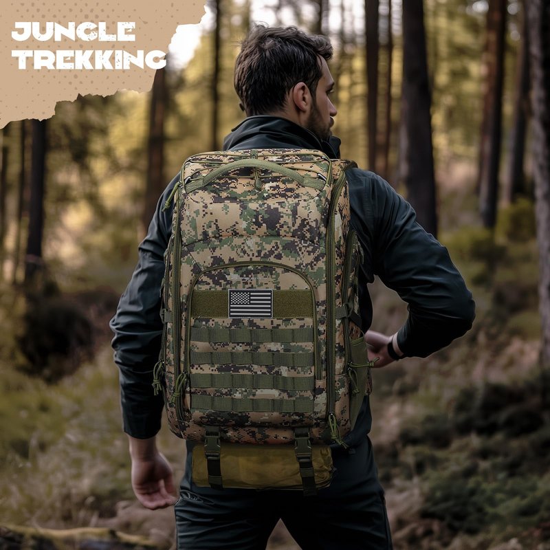Maelstrom Tactical Backpack for Men, Water Resistant 40L Military Backpack, for Hiking, Camping, Gym with Molle System (Camouflage Green)