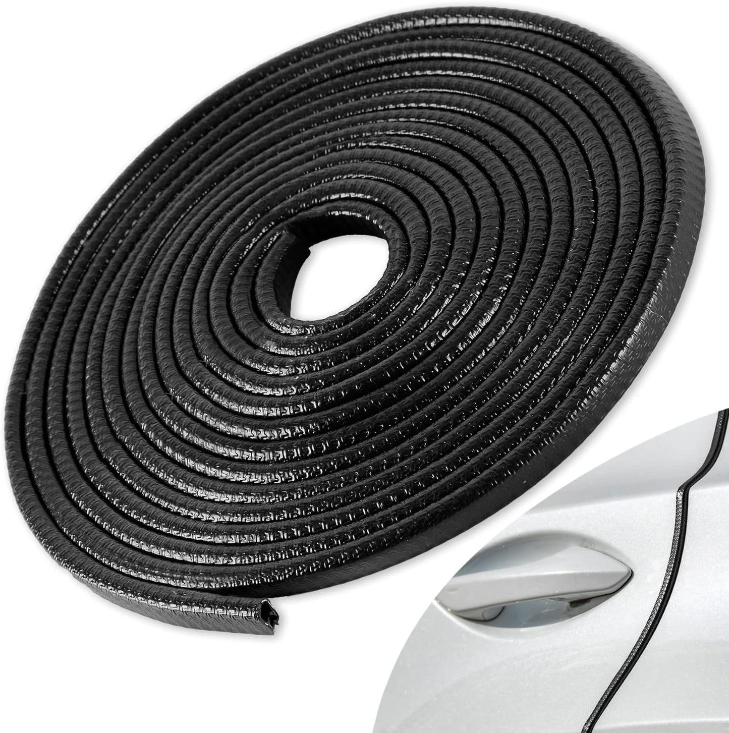 SINGARO 49Ft (15M) Car Door Edge Guard, No Glue Car Door Entry Guard Protective Strip, Rubber Edge Trim Car Door Protector, Applicable to Car, Truck, SUV and ATV, Car Exterior Accessories（Black）
