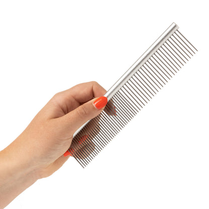 Mikki Dog Puppy Stainless Steel Comb and Hard Pin Slicker Brush, for Cockapoos, Labradoodles, Cavapoos and Golden Doodles - Starter Set 2pcs, Blue, Grey,Small