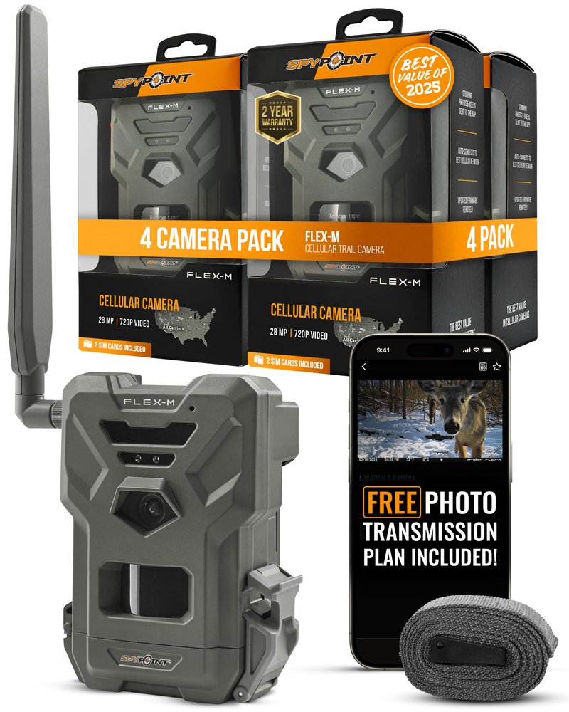 SPYPOINT Flex-M Cellular Trail Camera - Best Hunting Accessories, No WiFi Needed, Night Vision, Motion Activated, Dual-Sim LTE, IP65 Water-Resistant Game Camera, 28MP Photos, 720p Videos + Sound (4)