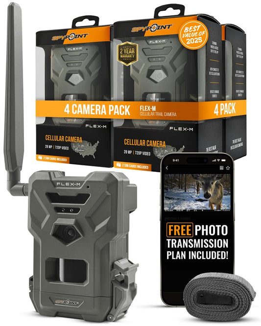 SPYPOINT Flex-M Cellular Trail Camera - Best Hunting Accessories, No WiFi Needed, Night Vision, Motion Activated, Dual-Sim LTE, IP65 Water-Resistant Game Camera, 28MP Photos, 720p Videos + Sound (4)