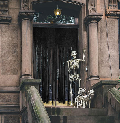 Sfcddtlg 2 Pcs Halloween Door Curtain Decorations - 85 x 59 Inch Black Creepy Doorway Curtain - Scary Spooky Curtain Cloth for Halloween Party Haunted House Decoration