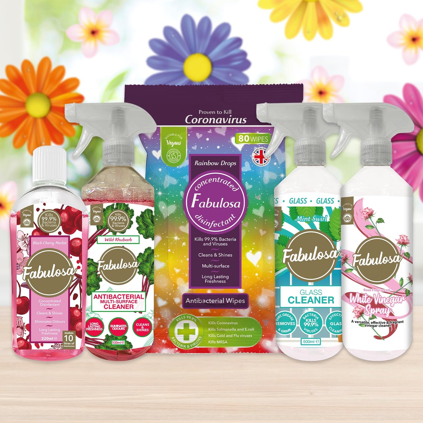 Fabulosa Multi Purpose Antibacterial Spotless Kitchen Cleaner Disinfectant Trigger Spray with Lasting Fragrance, 9 Pack, 500ml, Winter Angel (Packaging may vary)
