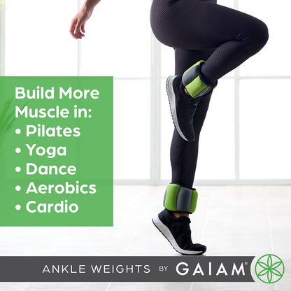 Gaiam Wrist and Ankle Weights, Wearable Bracelet to Strengthen, Tone & Sculpt, Adjustable Ankle Weights for Women & Men for Yoga, Dance, Pilates, Barre, Cardio, Home & Gym Use