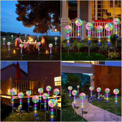 BUCASA Solar Lights Outdoor Garden, 4 Pack Dandelion Garden Lights with 16 Colourful LEDs, Waterproof Solar Flower Lights for Lawn Yard Garden Ornaments Outdoor Christmas Decorations