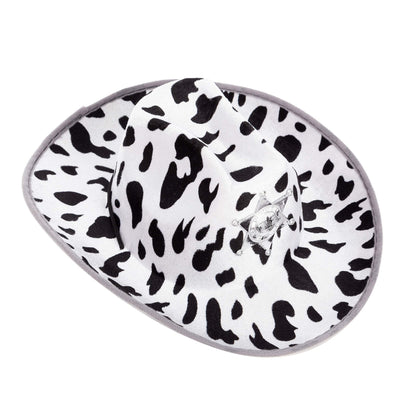 Spooktacular Creations 2 Pcs Adult Kids Felt Cow Print Cowboy Hat, Halloween Costume Accessory for Boys Girls, Cowgirl Hat for Women Wild West Themed Parties