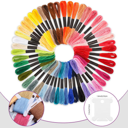 Caydo Embroidery Floss 50 Skeins Embroidery Thread, Rainbow Color Friendship Bracelet String with 12 Pieces Floss Bobbins for Bracelet Making, Sewing Crafts