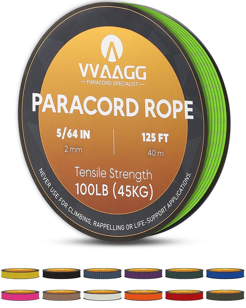 VVAAGG 2mm Reflective Paracord Rope 100 lb: Thin Micro Braided Paracord String Cord for Crafting Bracelet DIY Projects Fishing Camping Wind Chime Decor 125FT FLGreen