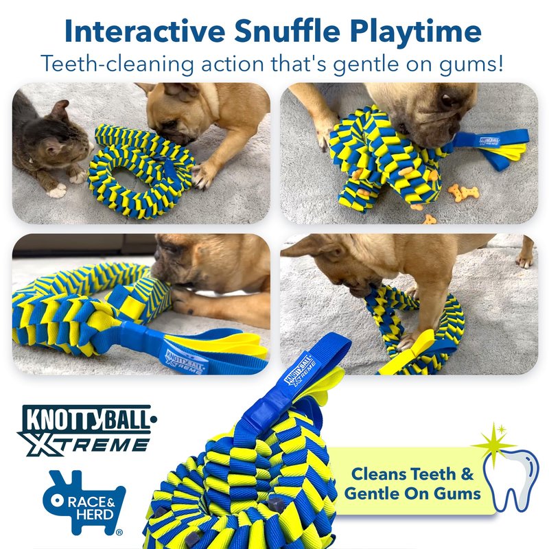 Race&Herd KnottyBall Xtreme Snuffle Ball for Dogs - Interactive Dog Puzzle Toy for Smart Dogs, Treat Puzzle Toys for Dogs Enrichment, Dog Snuffle Toy Ball Treat Dispensing Smart Dog Toys