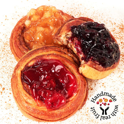 Fruit Danish Pastries | Christmas Holiday Corporate Food Gifts in Gift box |12 Individually Wrapped ASSORTED Fruit Filled Cinnamon Buns | Halloween, Thanksgiving-Stern’s Bakery