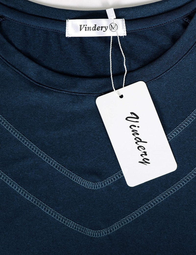 Vldnery Sweat Wicking Workout Tops for Women Short Sleeve Yoga Activewear Running Shirts Gym Athletic T-Shirts Crewneck Sports Clothes, Dark Blue Large