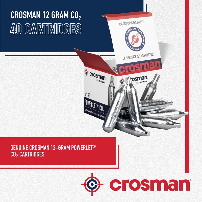 Crosman Powerlet CO2 Cartridges for Air Rifles, Air Pistols & Paintball - Snug Fit, Leak-Free Seal, Durable Metal Construction - Made in USA, Multi-Pack Options