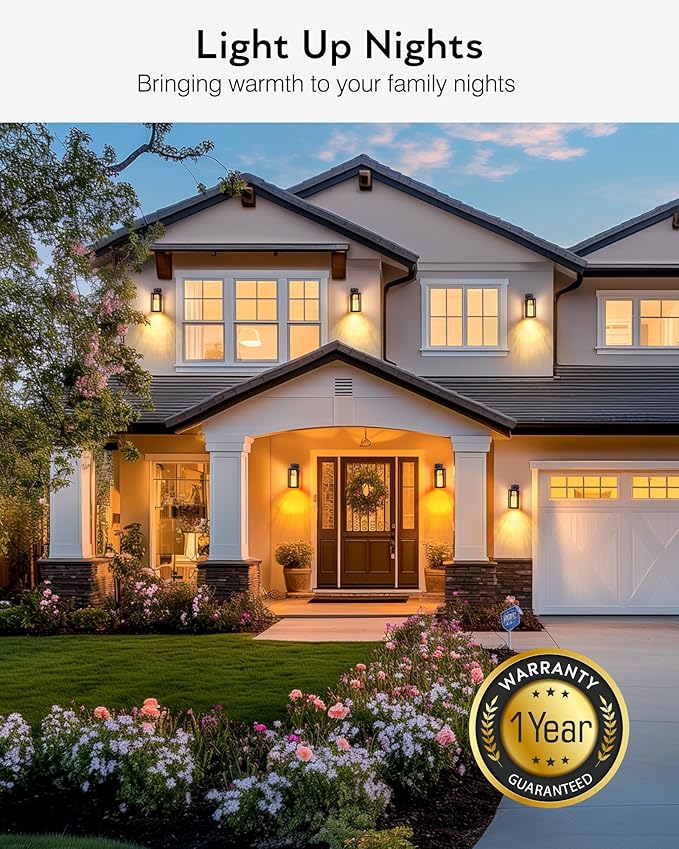 VIANIS Oil Rubbed Bronze Outdoor House Lights Fixtures Wall Mount, 2 Packs Large Dusk to Dawn Exterior Wall Sconce Lantern, Waterproof Farmhouse Built-in Rectangular LED Outdoor Porch Light for Garage