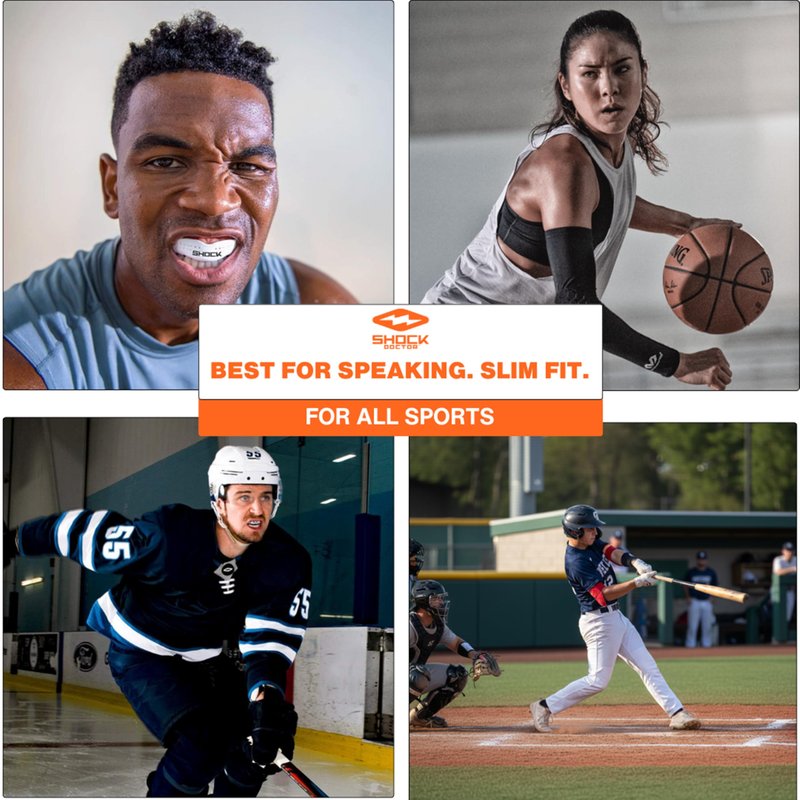 Shock Doctor Mouth Guard - Sports Mouth Guard for Football Mouth Guards, Breathable Low Profile Custom Fit for Basketball, Lacrosse, Hockey & More
