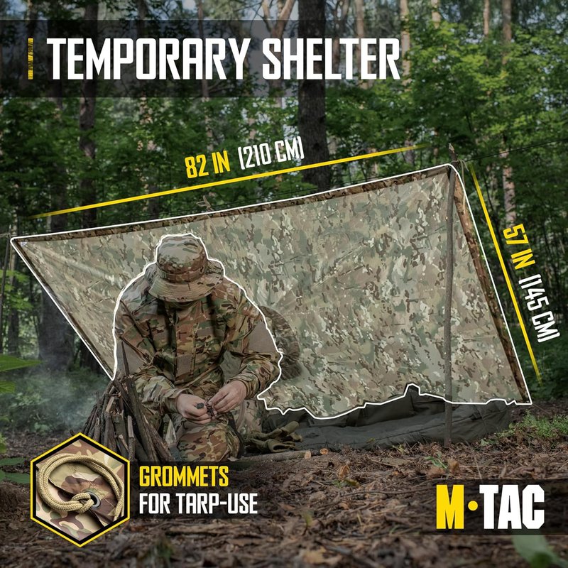 Tactical Rain Poncho - Waterproof Ripstop Military Shelter | Ideal for Camping, Hiking & Outdoor Activities
