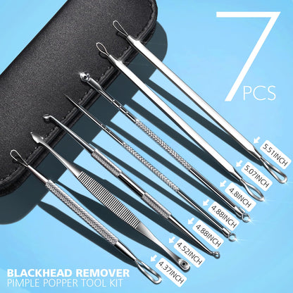 Teenitor 7 in 1 Blackhead Remover Tools, Surgical Grade Pimple Popper Tool Kit, Blackhead Extractor, Pimple Extractor, Black Head Remover for Face Nose