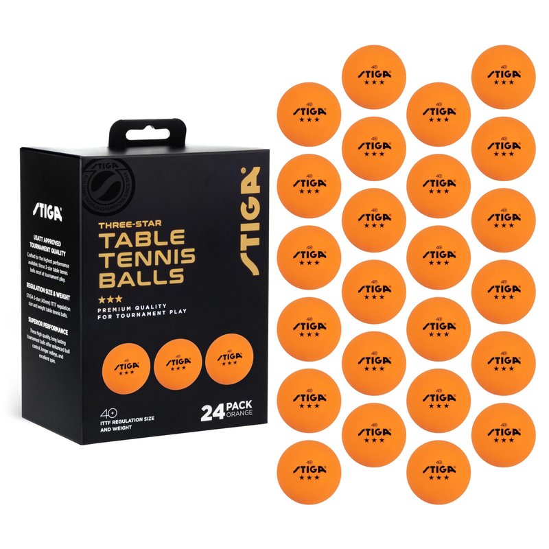 STIGA 24pk 3-Star Ping Pong Balls - USATT Approved Tournament Quality - ITTF Regulation Size & Weight - Durable, Tournament Table Tennis Balls