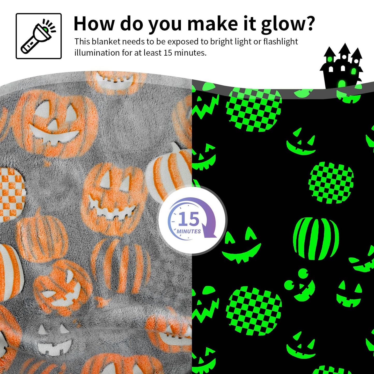 TEHALK Cute Halloween Pumpkin Blanket - Spooky Fall Throw for Kids, Teens, Women, Men - 40"x60"