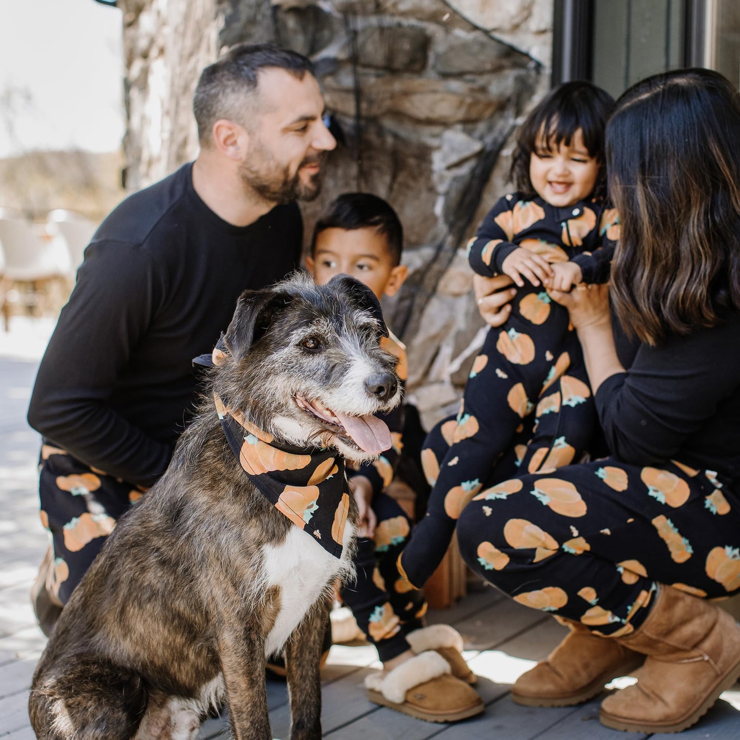 Burt's Bees Baby Baby 1-Piece Family Christmas Pajamas Matching Sets-Organic Cotton PJs for Kids, Toddlers, Adults, Midnight Pumpkins, 3-6 Months