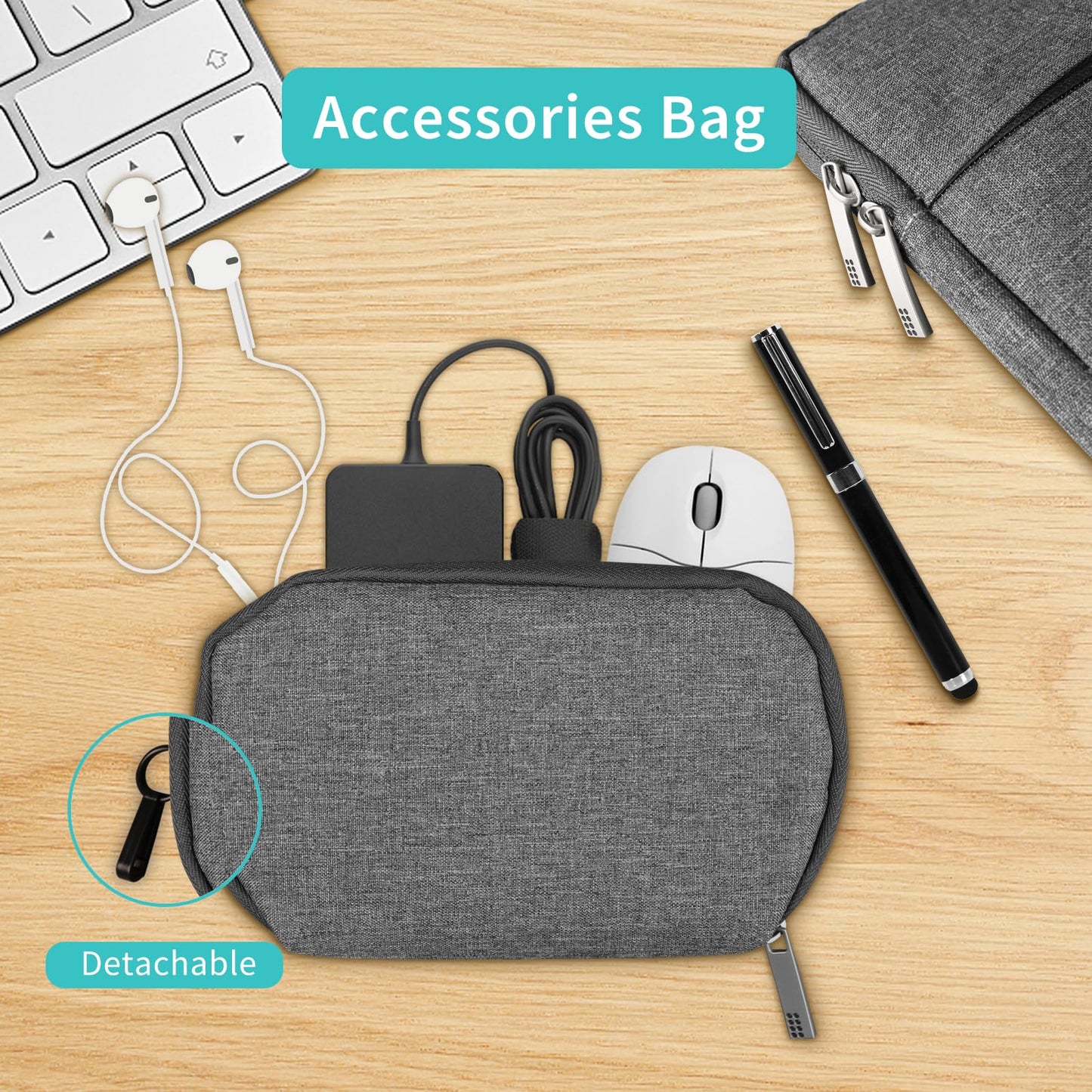 Alfheim 14-14.2 inch Laptop Sleeve Case, Waterproof Shock Resistant Lightweight Bag with Accessory Pocket, Protective Notebook Case with Detachable Small Bag, Compatible with 14.2” MacBook Pro A2442