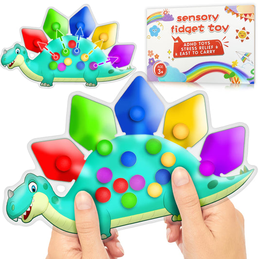 Dinosaur Color Sorting Sensory Toy Gift for Toddler Activities Toy Fine Motor Matching Game Road trip Travel Essential Toy Montessori Autism Fidgets Easter Basket Stuffers for Kid 3 4 5 Year Old Boy
