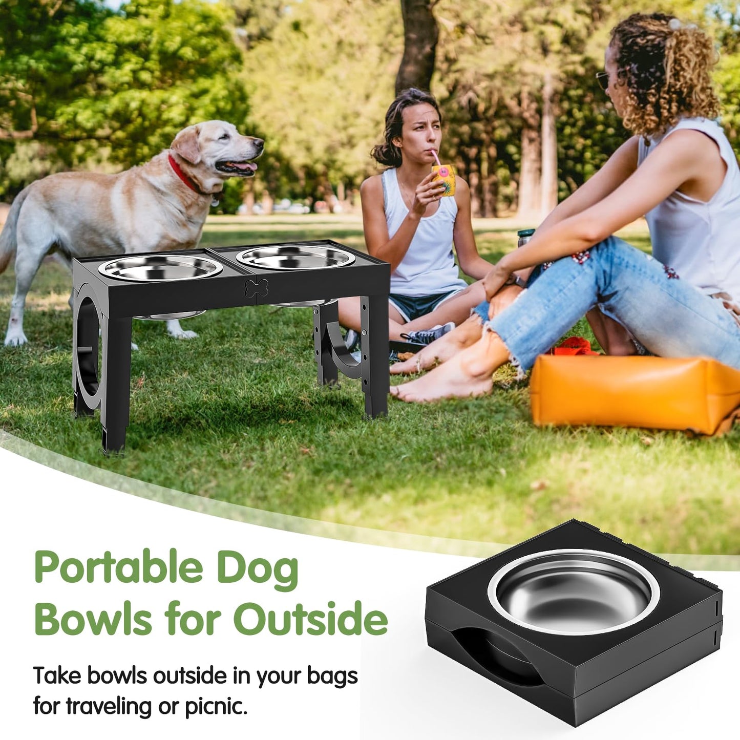 Elevated Dog Bowls Large Breed XIAZ Raised Dogs Bowl Stand Large/Medium Sized Dog 1L Food Water Bowl Stands 5 Heights Adjustable 9/11/12/14in Black Pet Feeder Dish Station