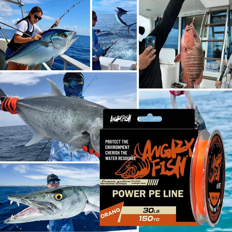 ANGRYFISH 8 Strand PE Braided Fishing Line - Ultra-Strong, High-Visibility - Pink/Orange for Freshwater & Saltwater