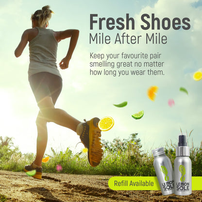 Lemon Sole Natural Shoe Freshener & Deodoriser with 6 Powerful Essential Oils for Long-Term Odour Control, Great for Sports, Fresh Lemon Scent. Lemon Fresh shoes every day.